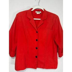 Vintage Cherry Red Blazer Womens Office Core 90s Size M Retro Minimalist Bold